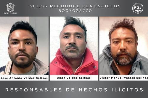 Sentencia de 70 años para tres hermanos homicidas de Zinacantepec